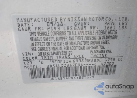 2019 Nissan Sentra Sv from USA, damaged, VIN 3N1AB7AP4KY229179